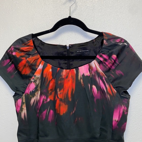 Elie Tahari Size 10 Black/Multicolor Floral Sheath Dress: 4918 - Picture 2 of 8